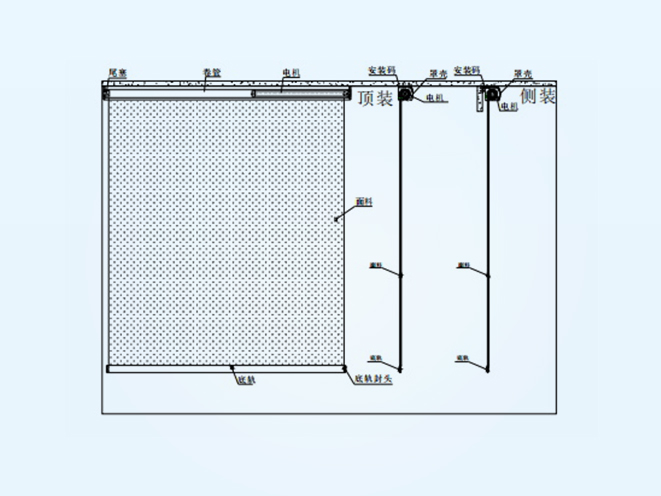 Electric roller curtain series RS214545 electric roller curtain  (with side rail)